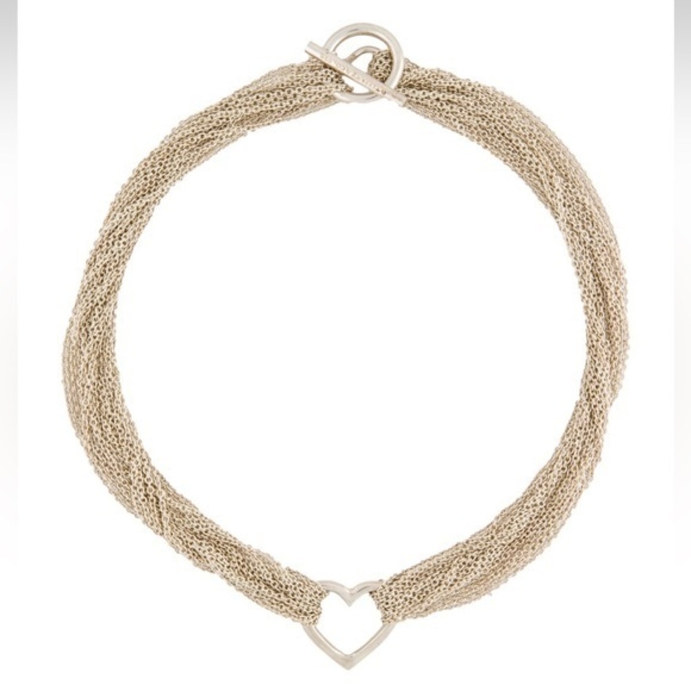 Tiffany &co. sterling silver 925 Multistrand Mesh Heart Necklace 18”